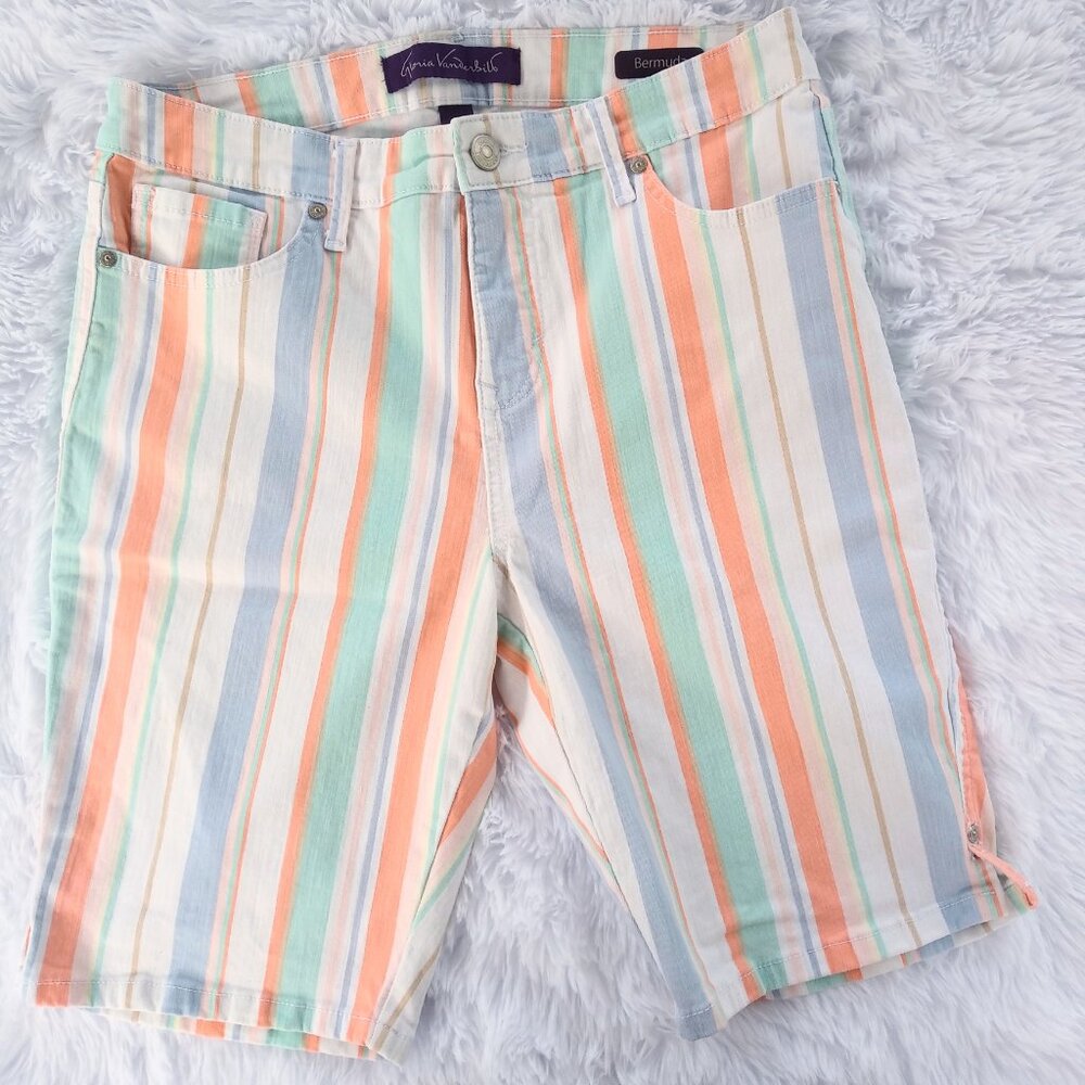 Gloria Vanderbilt Stretchy Bermuda Jean Shorts Fun Colors Size 12 Petite - Picture 2 of 15